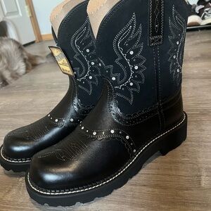 Ariat Black Western Cowboy Boots with Embroidered Design